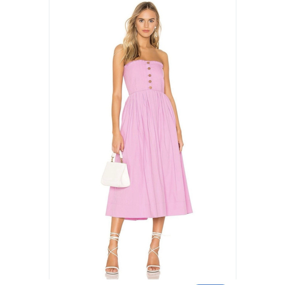 Free People Dresses & Skirts - Free People We The Free Lilah Midi Dress Large Hi Low Smocked Pink Purple Boho